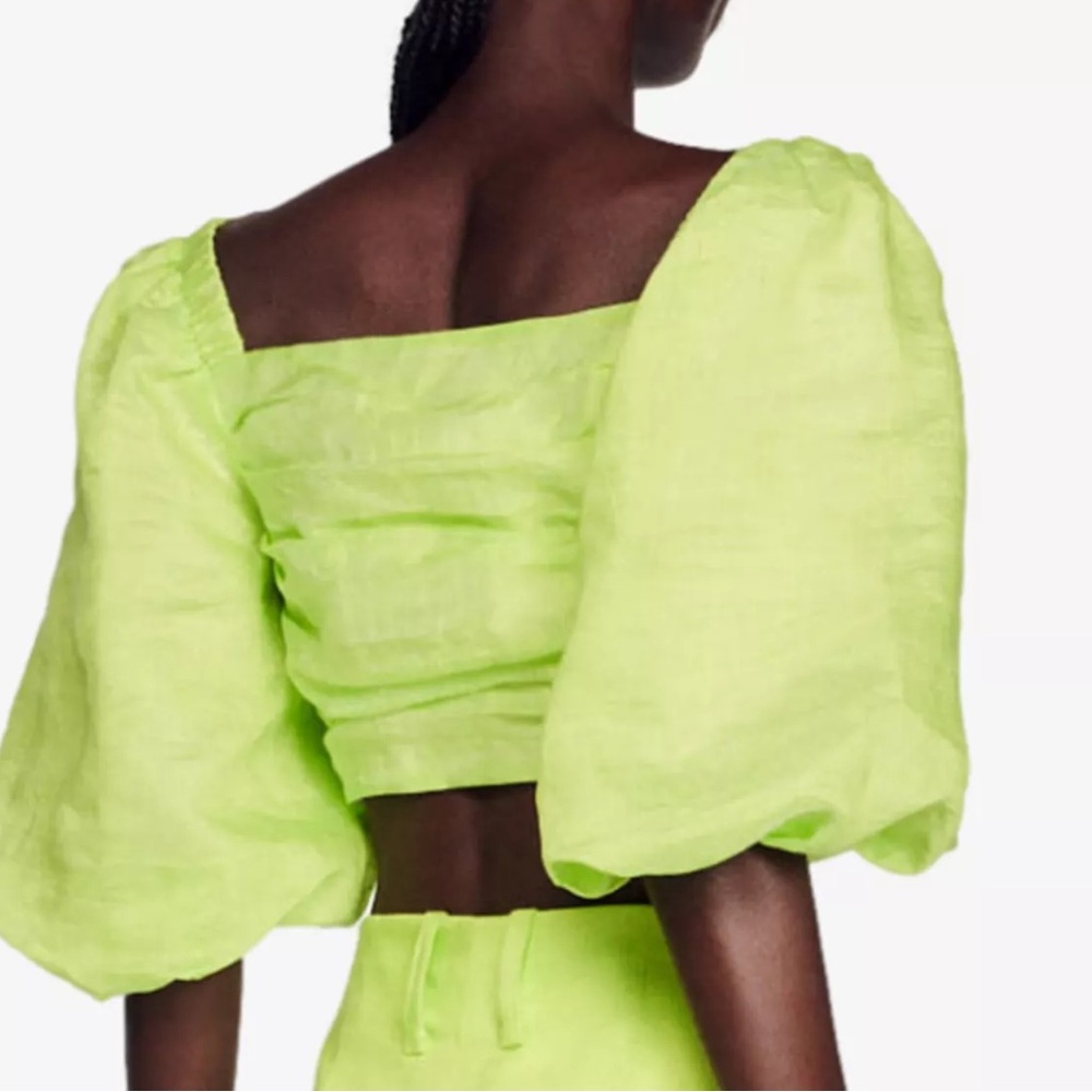 Sandro Blonville Crop Top in Anis Green Size XS - Picture 2 of 10